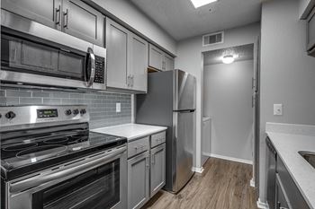 Kitchen with stainless steel appliances